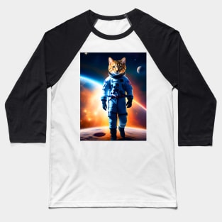 Astronaut Cat - Modern Digital Art Baseball T-Shirt